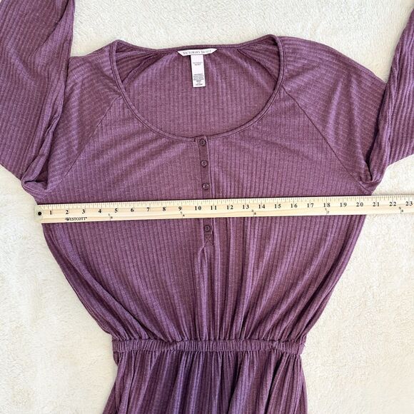 Victoria's Secret Romper Pajama Size L Burgundy Loungewear Ribbed Henley Style - Picture 9 of 13